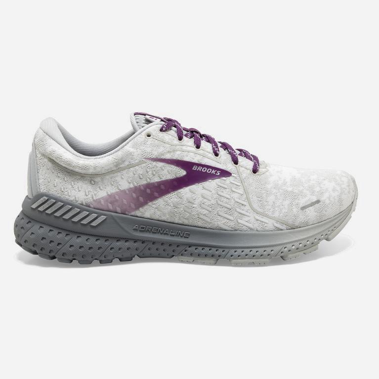 Brooks Adrenaline Gts 21 Womens Road Running Shoes - White/Oyster/Primer Grey - Philippines (842751X